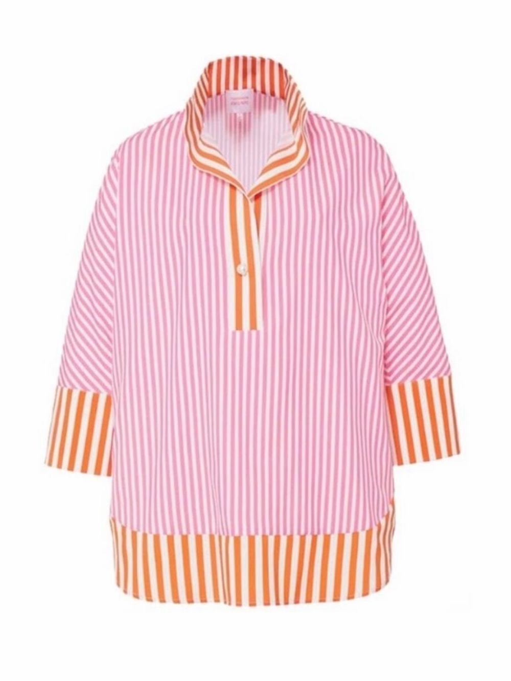 Tuckernuck Atlantic-Pacific Willow Blouse Pink Orange Stripe Resort Tunic Large